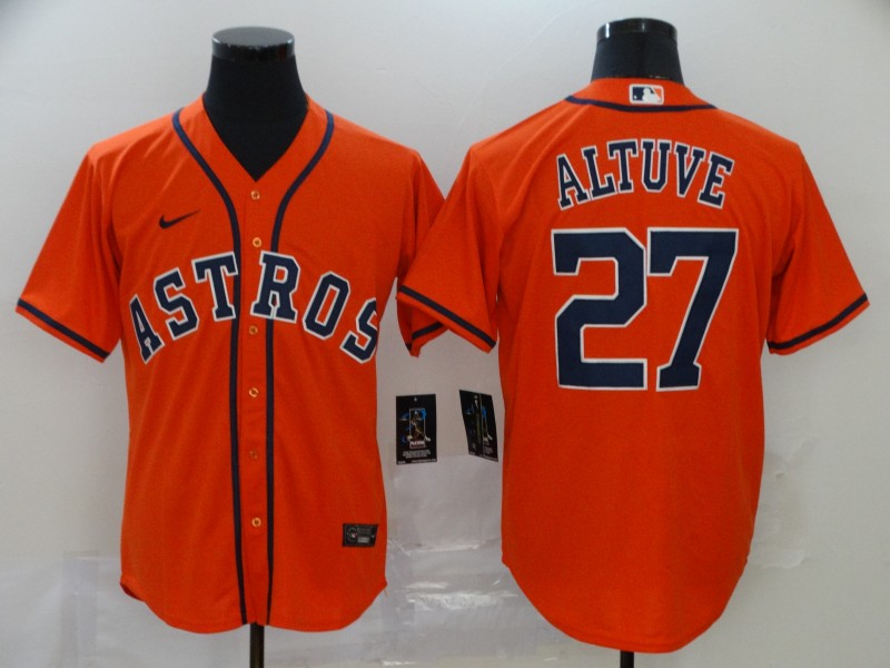 Men Houston Astros 27 Altuve Orange Nike Game MLB Jerseys